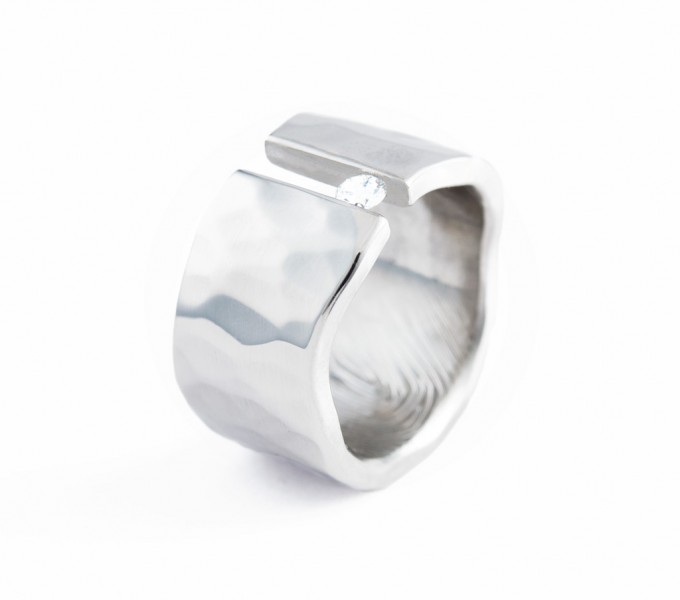 Silver hammered ring